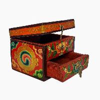 Tibetan Ritual Wooden Box, [carved] And Painted