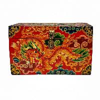 Tibetan Ritual Wooden Box, [carved] And Painted