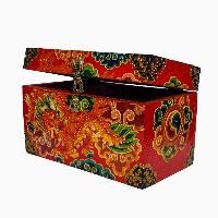 Tibetan Ritual Wooden Box, [carved] And Painted