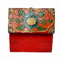 Tibetan Ritual Wooden Box, [carved] And Painted