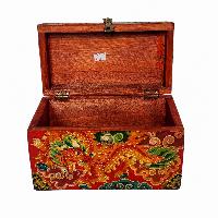 Tibetan Ritual Wooden Box, [carved] And Painted