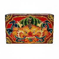 Tibetan Ritual Wooden Box, [carved] And Painted