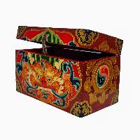 Tibetan Ritual Wooden Box, [carved] And Painted