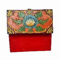 Tibetan Ritual Wooden Box, [carved] And Painted