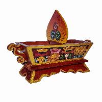 Tibetan Ritual Wooden Box, [carved] And Painted