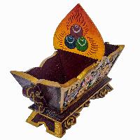 Tibetan Ritual Wooden Box, [carved] And Painted