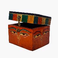 Tibetan Ritual Wooden Box, [carved] And Painted