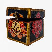 Tibetan Ritual Wooden Box, [carved] And Painted