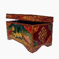 Tibetan Ritual Wooden Box, [carved] And Painted