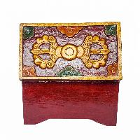 Tibetan Ritual Wooden Box, [carved] And Painted