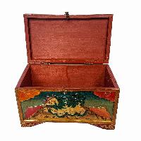 Tibetan Ritual Wooden Box, [carved] And Painted