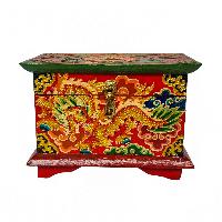 Tibetan Ritual Wooden Box, [carved] And Painted