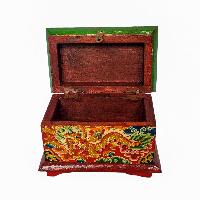 Tibetan Ritual Wooden Box, [carved] And Painted