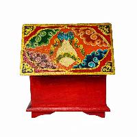 Tibetan Ritual Wooden Box, [carved] And Painted