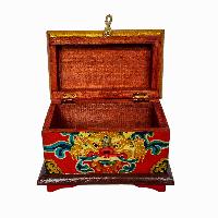 Tibetan Ritual Wooden Box, [carved] And Painted