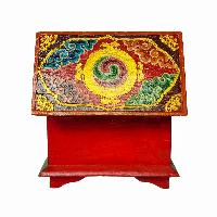 Tibetan Ritual Wooden Box, [carved] And Painted