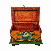 Tibetan Ritual Wooden Box, [carved] And Painted