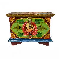 Tibetan Ritual Wooden Box, [carved] And Painted