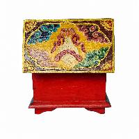 Tibetan Ritual Wooden Box, [carved] And Painted