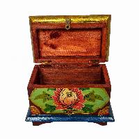 Tibetan Ritual Wooden Box, [carved] And Painted