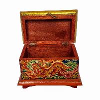 Tibetan Ritual Wooden Box, [carved] And Painted