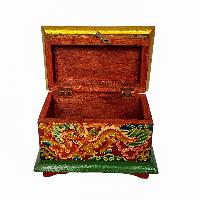 Tibetan Ritual Wooden Box, [carved] And Painted