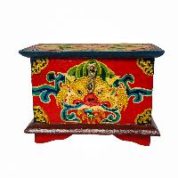 Tibetan Ritual Wooden Box, [carved] And Painted