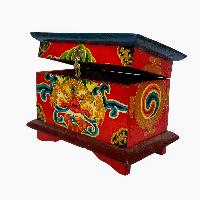 Tibetan Ritual Wooden Box, [carved] And Painted