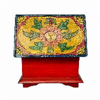 Tibetan Ritual Wooden Box, [carved] And Painted