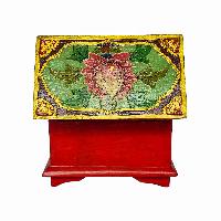 Tibetan Ritual Wooden Box, [carved] And Painted