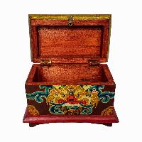 Tibetan Ritual Wooden Box, [carved] And Painted