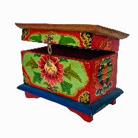 Tibetan Ritual Wooden Box, [carved] And Painted