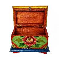 Tibetan Ritual Wooden Box, [carved] And Painted