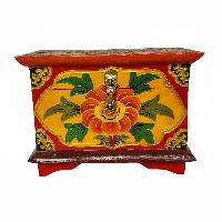 Tibetan Ritual Wooden Box, [carved] And Painted