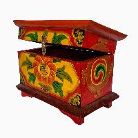 Tibetan Ritual Wooden Box, [carved] And Painted