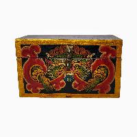 Tibetan Ritual Wooden Box, [carved] And Painted