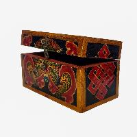 Tibetan Ritual Wooden Box, [carved] And Painted