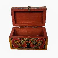 Tibetan Ritual Wooden Box, [carved] And Painted