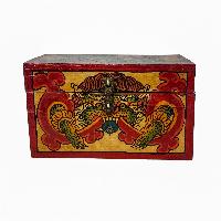 Tibetan Ritual Wooden Box, [carved] And Painted