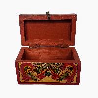 Tibetan Ritual Wooden Box, [carved] And Painted