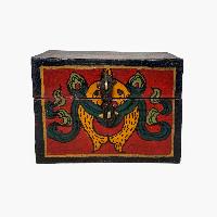 Tibetan Ritual Wooden Box, [carved] And Painted