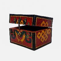 Tibetan Ritual Wooden Box, [carved] And Painted