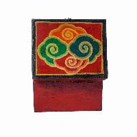 Tibetan Ritual Wooden Box, [carved] And Painted