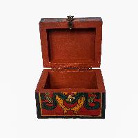 Tibetan Ritual Wooden Box, [carved] And Painted