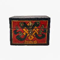 Tibetan Ritual Wooden Box, [carved] And Painted