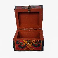 Tibetan Ritual Wooden Box, [carved] And Painted