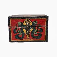 Tibetan Ritual Wooden Box, [carved] And Painted