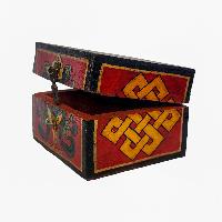 Tibetan Ritual Wooden Box, [carved] And Painted