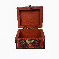 Tibetan Ritual Wooden Box, [carved] And Painted