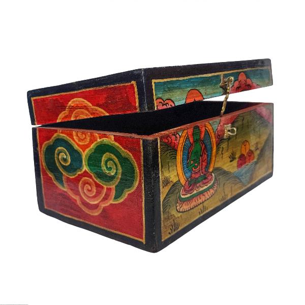 Tibetan Ritual Wooden Box, [carved] And Painted